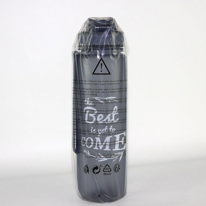 Sticla sport din plastic fara BPA, gradata pentru consum lichide, anticurgere, Gri, 1 L [8]