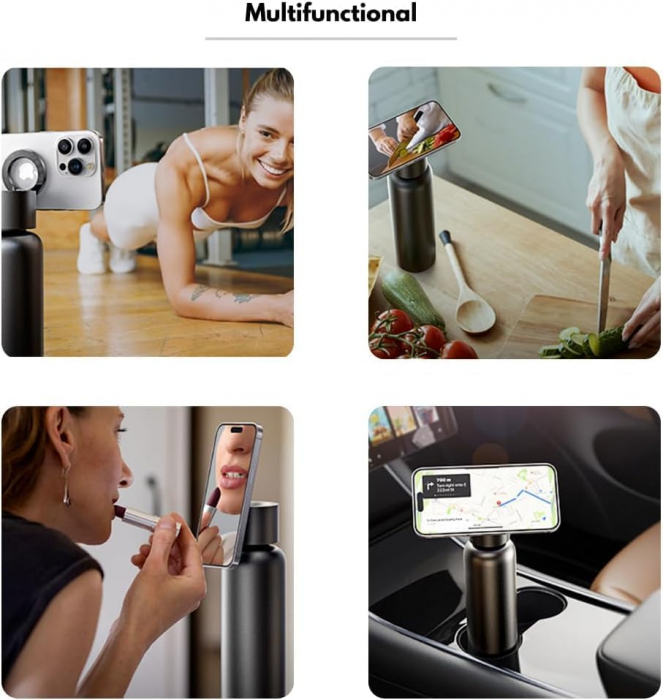 Sticla de apa termica bej cu suport magnetic pentru telefon, 950 ml [7]
