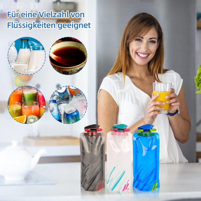 Sticle pliabile reutilizabile din plastic colorat 700 ml- set 6 bucati [4]