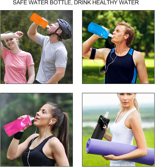 Sticle pliabile reutilizabile din plastic pentru lichide, set 4 bucati [7]