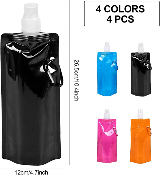 Sticle pliabile reutilizabile din plastic pentru lichide, set 4 bucati [2]