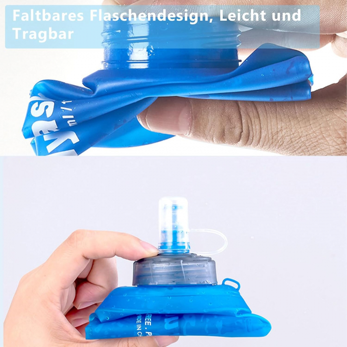 Sticle pliabile reutilizabile din silicon pentru lichide, cu supapa,  500 ml set 2 bucati [3]