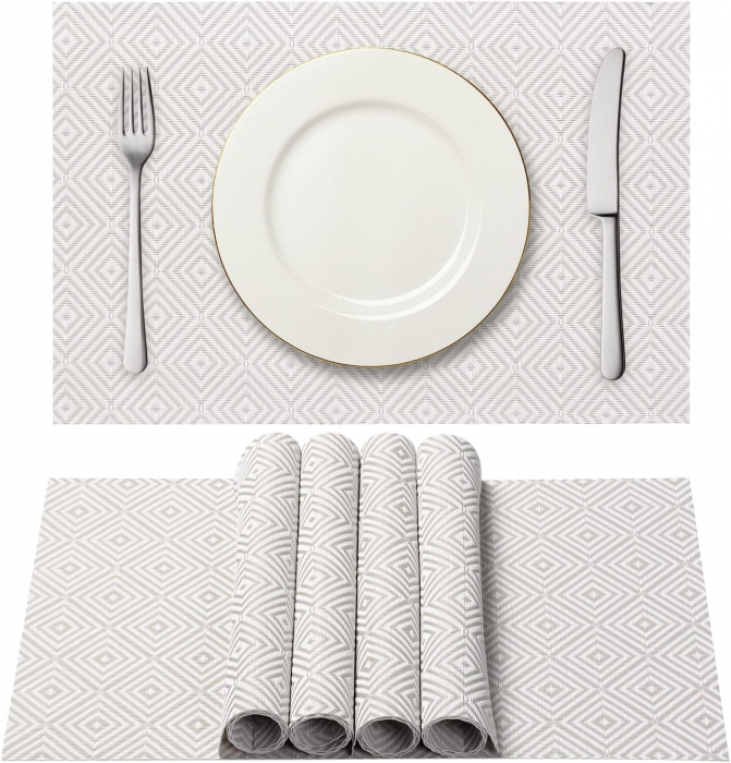 Suport de farfurii pentru servirea mesei 45x30 cm, albstru, set 6 bucati, albe [1]