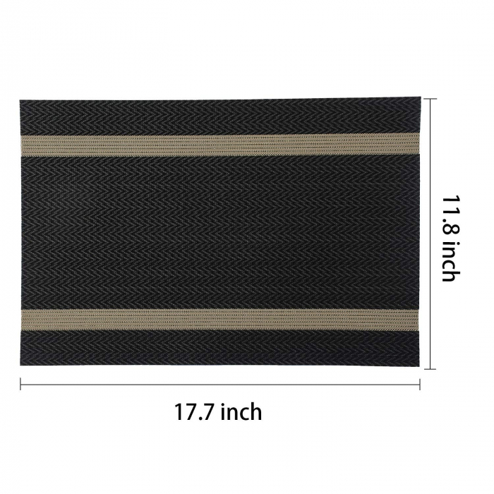 Suport de farfurii pentru servirea mesei 45x30 cm, albstru, set 6 bucati, negre cu auriu [3]