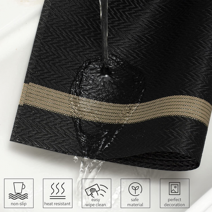 Suport de farfurii pentru servirea mesei 45x30 cm, albstru, set 6 bucati, negre cu auriu [5]