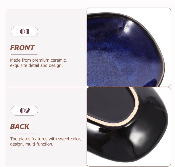 Platou albastru semioval mic 28.1x12.6 cm compatibil, cuptor, microunde, masina spalat, congelator [6]