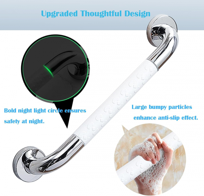 Bara ajutatoare pentru baie, otel inoxidabil, maner antialunecare, 40 cm [3]