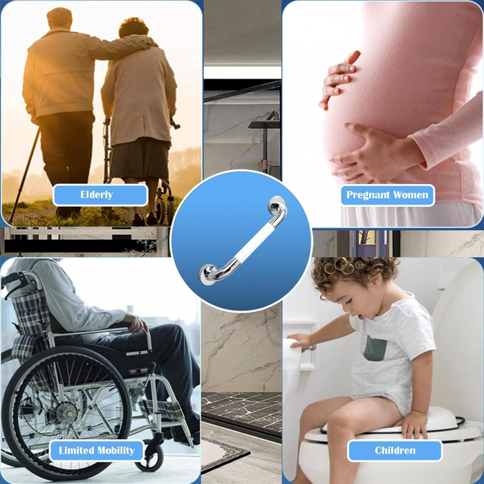 Bara ajutatoare pentru baie, otel inoxidabil, maner antialunecare, 40 cm [2]