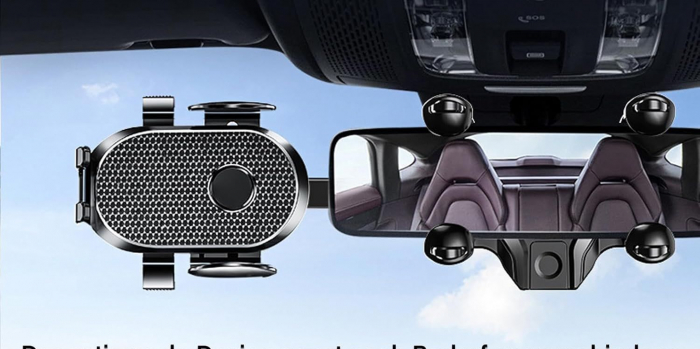 Suport auto pentru telefon cu fixare pe oglinda si rotire 360° [5]