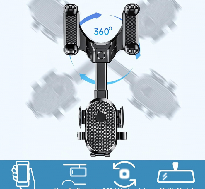 Suport auto pentru telefon cu fixare pe oglinda si rotire 360° [3]