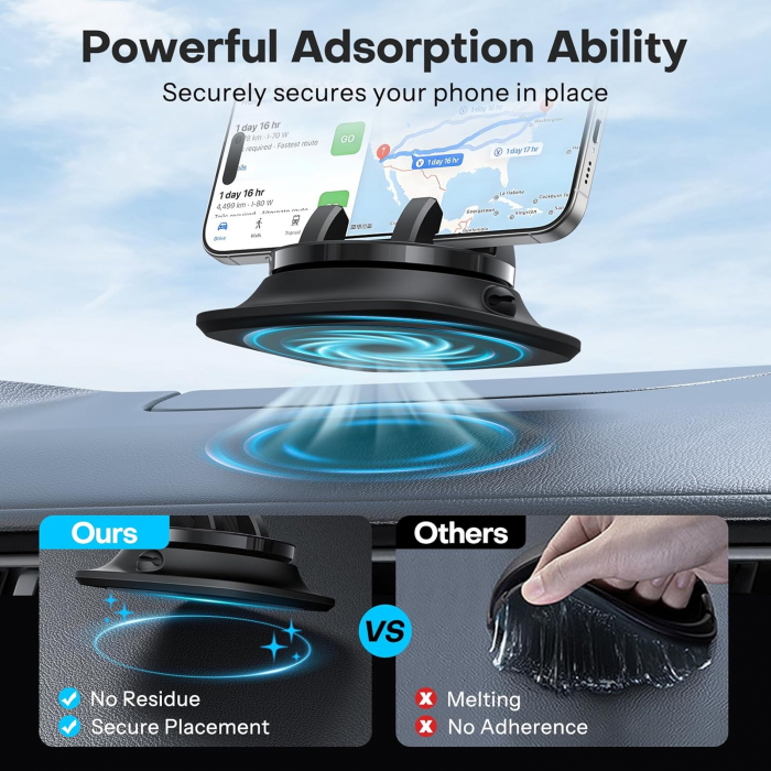 Suport universal autoadeziv pentru telefon mobil, Rotire 360 ​​, negru [2]
