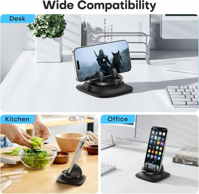 Suport universal autoadeziv pentru telefon mobil, Rotire 360 ​​, negru [9]