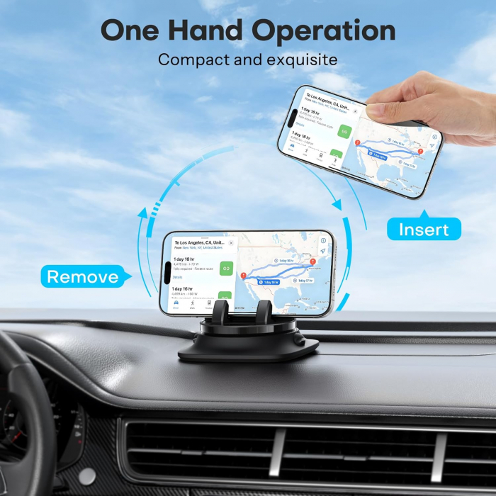 Suport universal autoadeziv pentru telefon mobil, Rotire 360 ​​, negru [7]