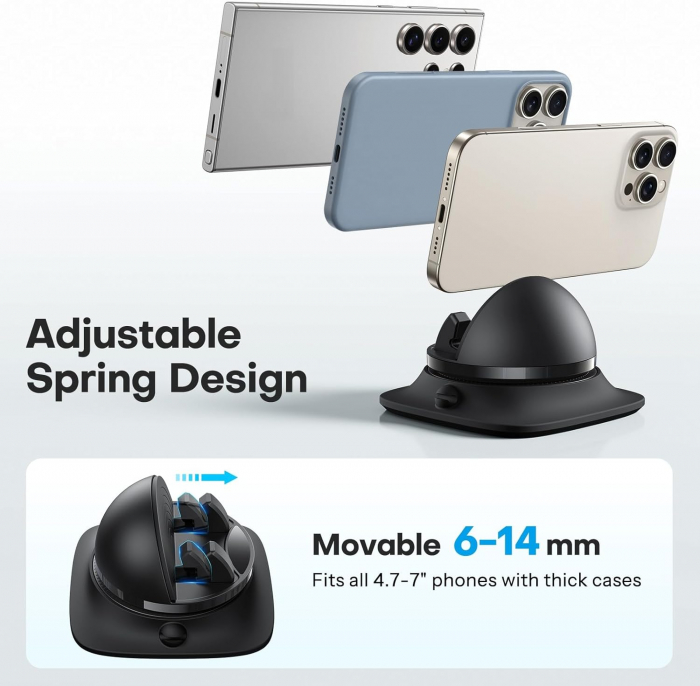 Suport universal autoadeziv pentru telefon mobil, Rotire 360 ​​, negru [5]