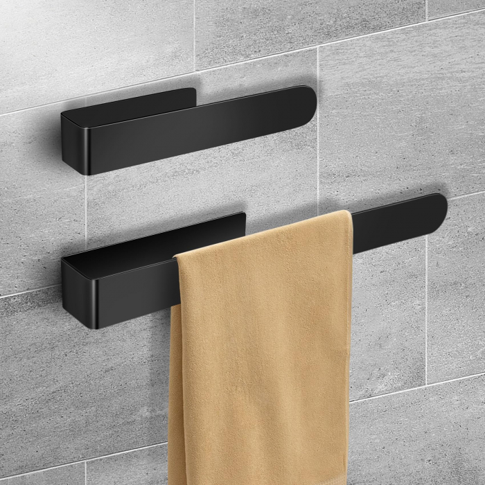 Suport pentru prosoape autoadeziv, fara gaurire Negru - 2 bucati 17.5 si 37 cm [1]