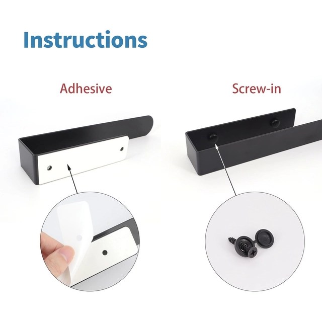 Suport pentru prosoape autoadeziv, fara gaurire Negru - 2 bucati 23 cm [4]