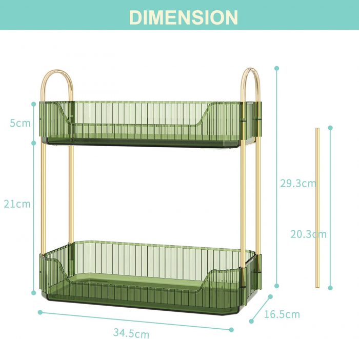 Suport transparent pentru organizare produse cosmetice verde 17.5L x 12.5W x 32.5H cm [2]