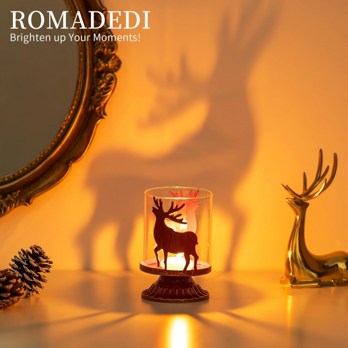 Suporti de lumanari din sticla si metal rosu set 2 bucati 12 cm [4]