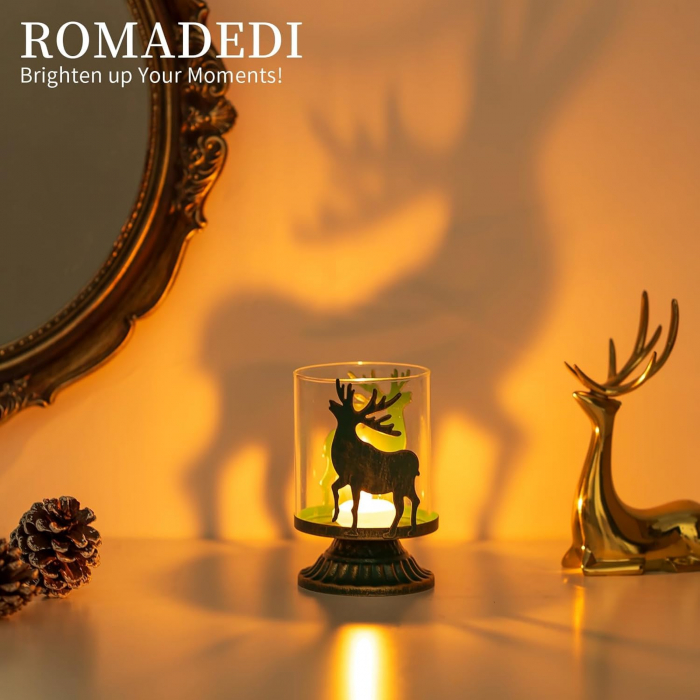 Suporti de lumanari din sticla si metal verde set 2 bucati 12 cm [4]