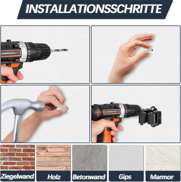 Set 20 de suporti metalici negri pentru scule, aplicare fixa [6]