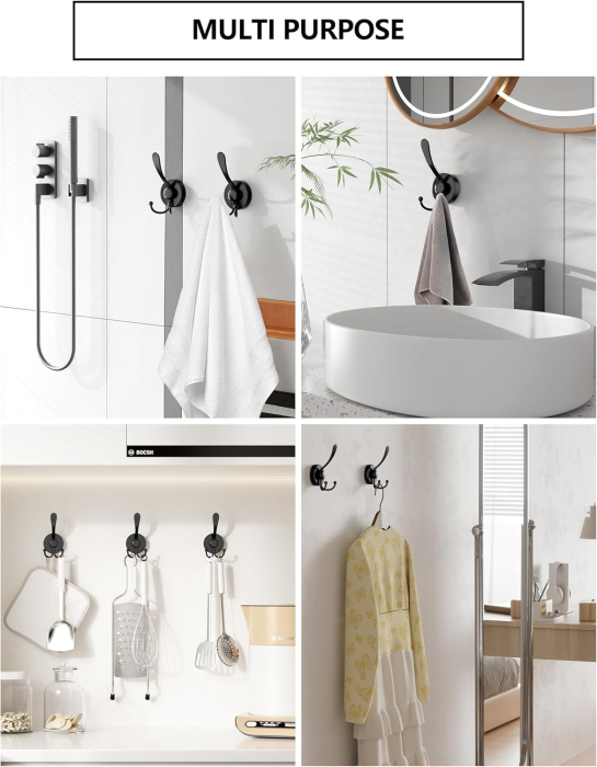 Suporti metalici, negri, pentru bureti, prosoape, set 2 bucati cu ventuze [5]