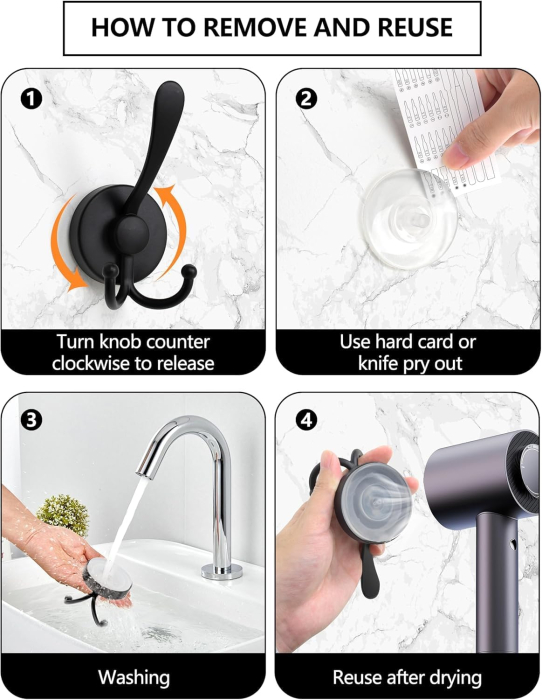 Suporti metalici, negri, pentru bureti, prosoape, set 2 bucati cu ventuze [8]