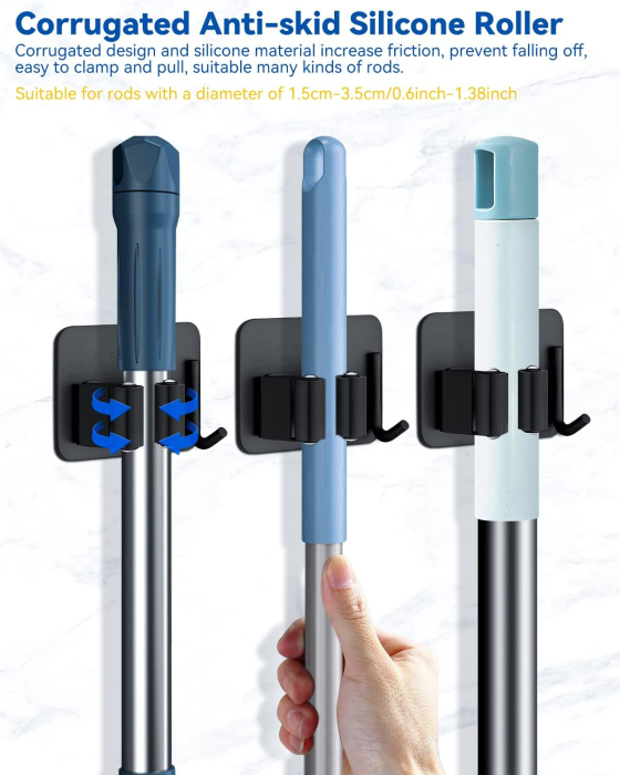 Suporti metalici, negri, pentru 6 scule cu 6 carlige, aplicare fara gaurire [3]