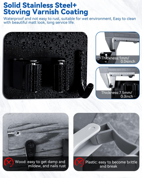 Suporti metalici, negri, pentru 6 scule cu 6 carlige, aplicare fara gaurire [2]