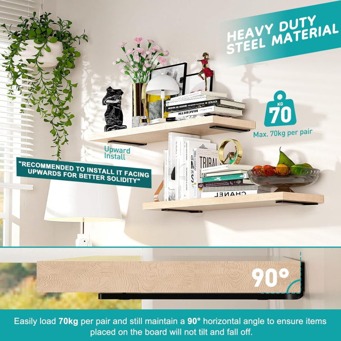 Suporti metalici negri pentru rafturi, 6 bucati de 15 cm cu accesorii [4]