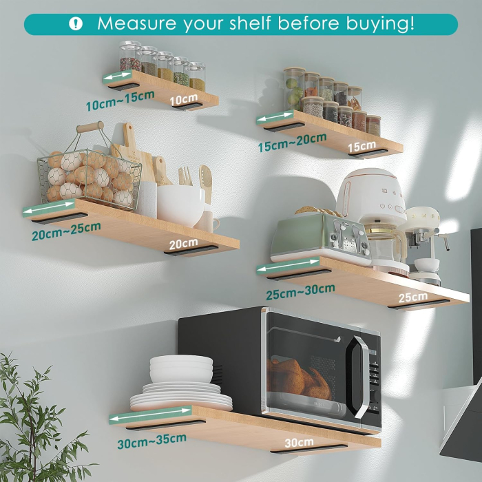 Suporti metalici negri pentru rafturi, 6 bucati de 15 cm cu accesorii [2]