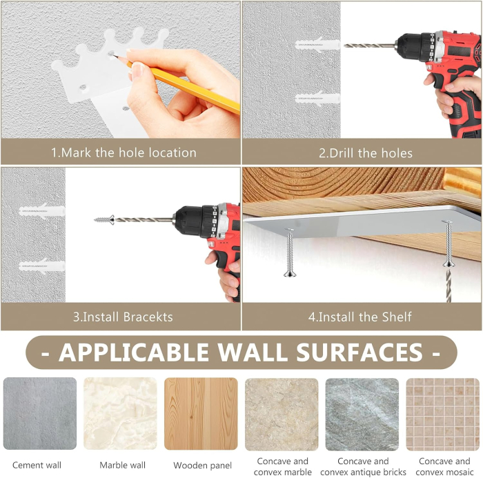 Suporti metalici albi pentru rafturi, 4 bucati de 15 cm cu accesorii [6]