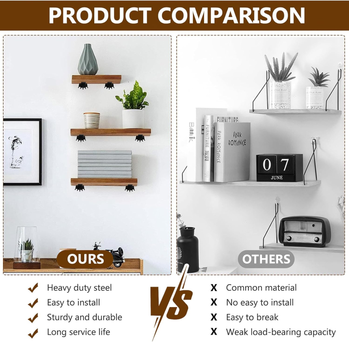 Suporti metalici negri pentru rafturi, 4 bucati de 25,5 cm cu accesorii [4]