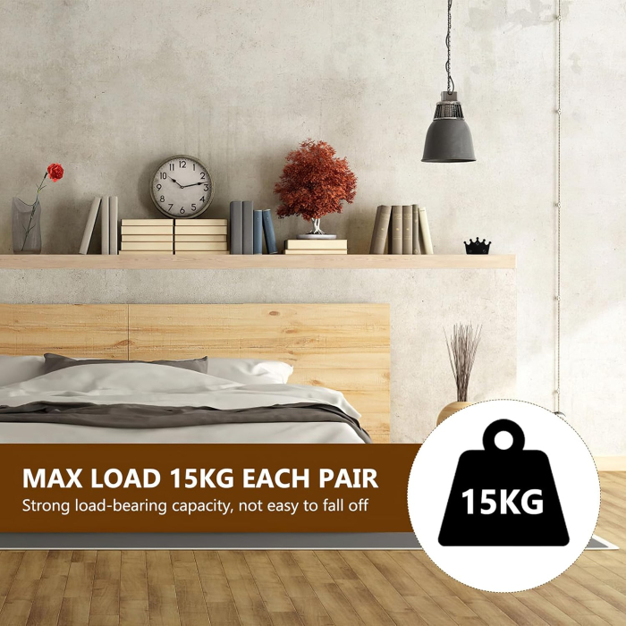 Suporti metalici negri pentru rafturi, 4 bucati de 20 cm cu accesorii [5]