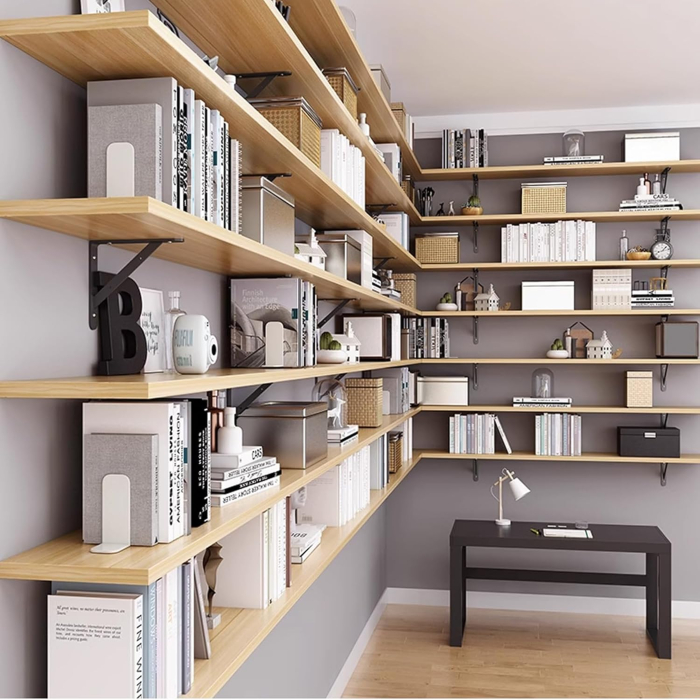 Suporti metalici negri pentru rafturi, 8 bucati de 15 cm [6]