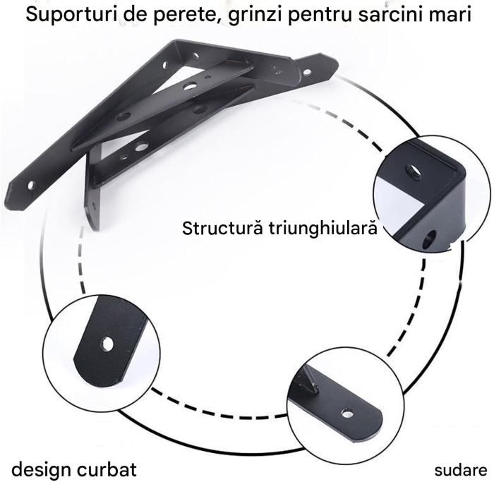 Suporti metalici negri pentru rafturi, 8 bucati de 15 cm [4]
