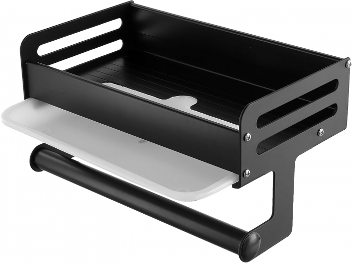 Suporti pentru dus, negri, cu bara de prosop 235x135x62 cm, 2 buc [6]