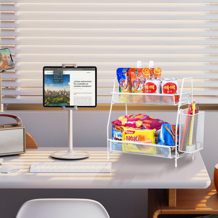 Organizator din otel pentru baie sau bucatarie, cu 2 niveluri si corp aditional, 31x32x17 cm [4]