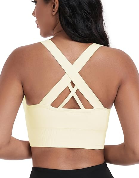 Sutiene elastice pentru sport, cu burete, negru+vanilie S [3]