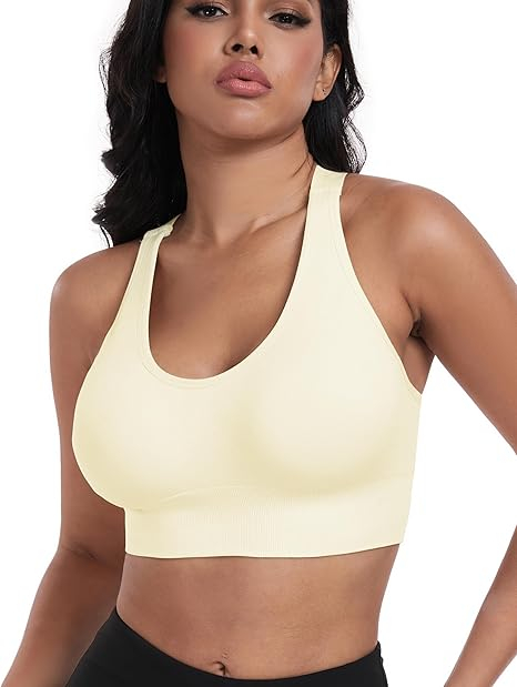 Sutiene elastice pentru sport, cu burete, negru+vanilie S [2]