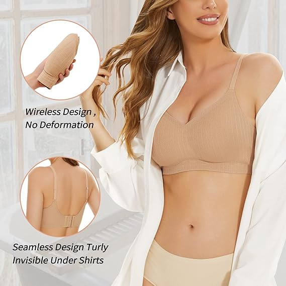 Sutien fara cusaturi elastic pentru compresie corporala, crem 2XL [4]