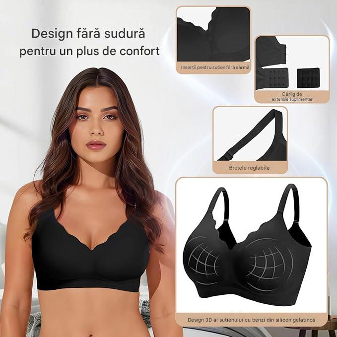 Sutien fara cusaturi, moale, elastic, push-up, fara sarma, negru S [3]