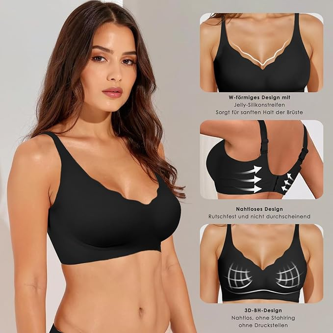 Sutien fara cusaturi, moale, elastic, push-up, fara sarma, negru XL [2]