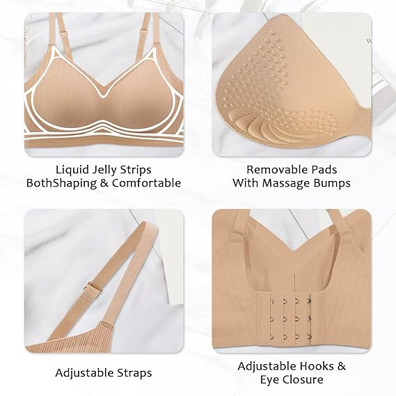 Sutien fara cusaturi elastic pentru compresie corporala, crem 2XL [5]