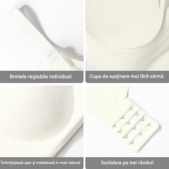 Sutien fara cusaturi, moale, elastic, push-up, fara sarma, alb 2XL [3]
