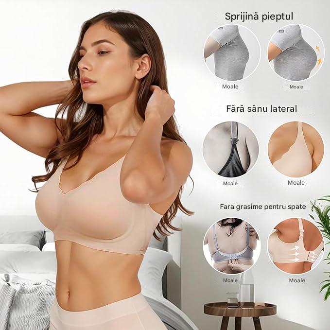 Sutien fara cusaturi, moale, elastic, push-up, fara sarma, crem M [4]