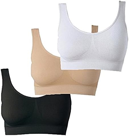 Set 3 Bustiere Damă Seamless, Fără Sârmă, 96% Nylon, Negru/Alb/Nude, S [3]