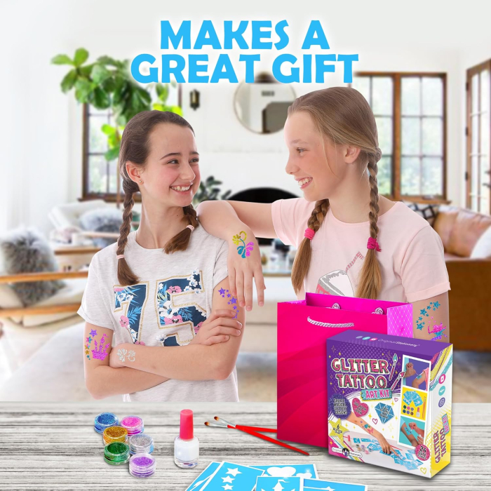 Trusa studio de tatuaje temporare colorate cu sclipici 33 piese [9]