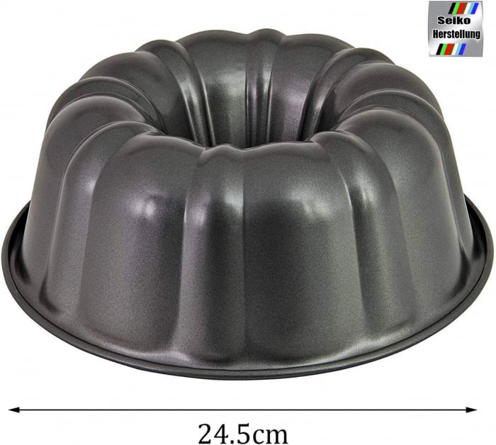 Tava 25cm, rotunda din otel carbon, invelis antiaderent, margine foarte inalta, distributie uniforma a caldurii, neagra [5]