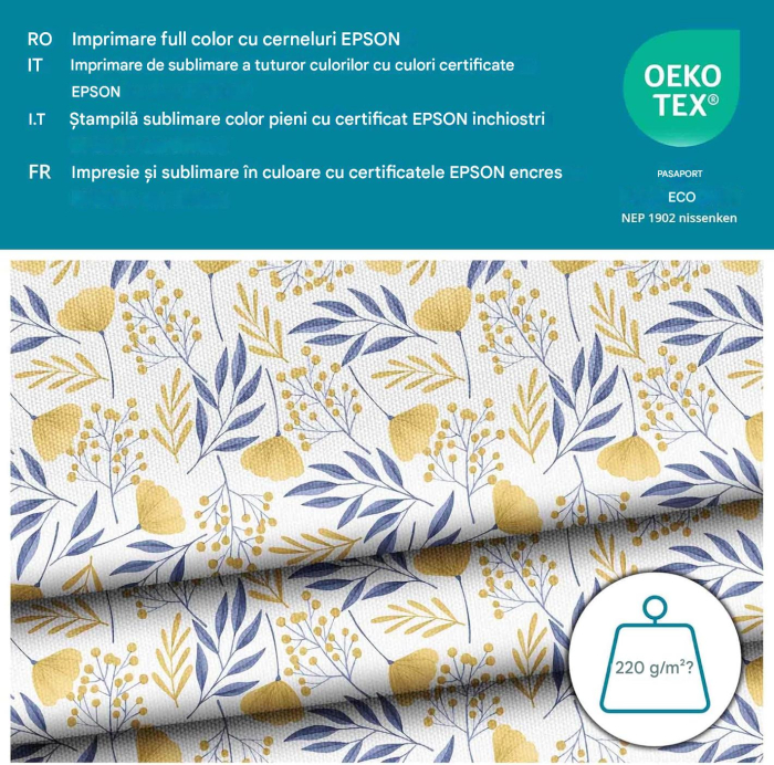 Tesatura impermeabila, material pentru tapiterie de exterior, 160x100 cm, pretabil fata de masa gradina, Ginko Leaves [3]