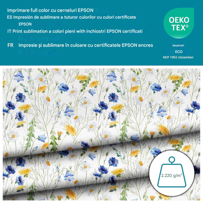 Tesatura impermeabila, material pentru tapiterie de exterior, 160x200 cm, pretabil fata de masa gradina, Country Meadow [3]